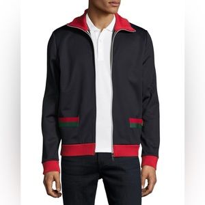 NWT Gucci Web Navy and Red Track Jacket Mens M